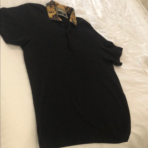 Fendace Black Polo Shirt with Fendi and Baroque Versace collar - Picture 3 of 5